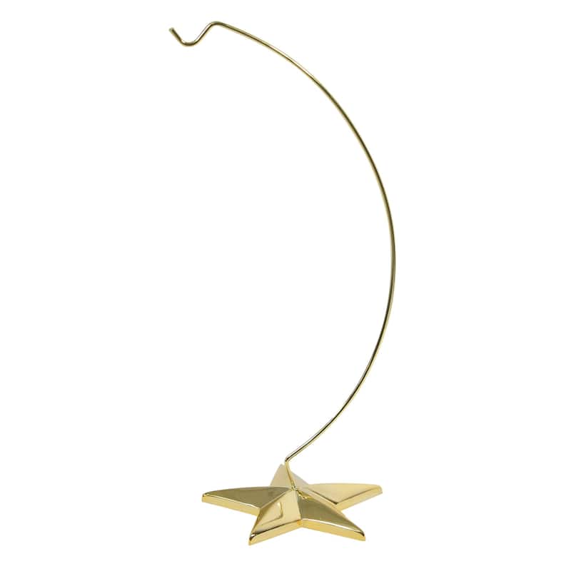 5 Point Star Metal Ornament Holder Christmas Display Stand - 12" - Gold Tone