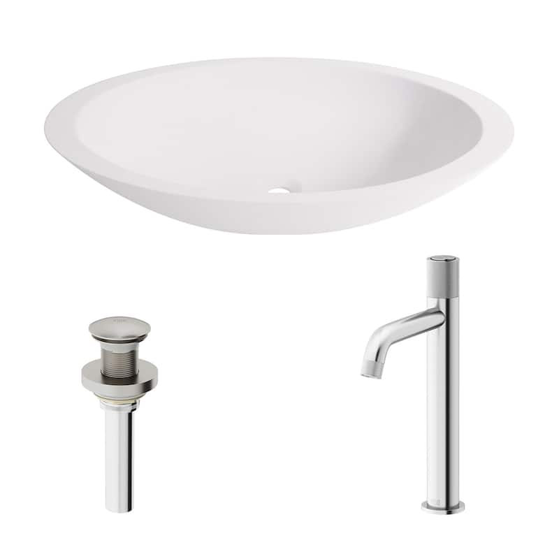 VIGO Wisteria 23"L x 14"W MatteStone Vessel Sink and Apollo 12"H Faucet Set