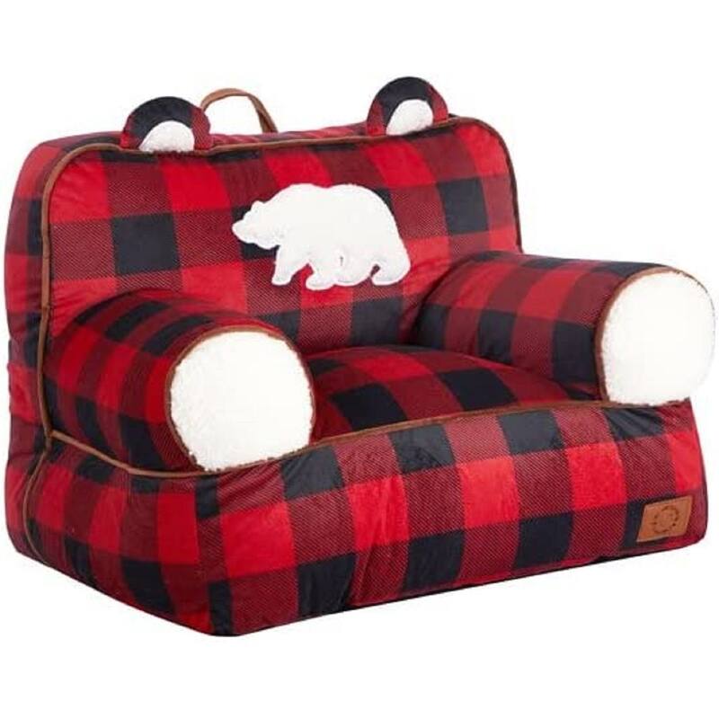Dearfoams Sherpa Plush Bean Bag Chair with Novelty Ears - Red
