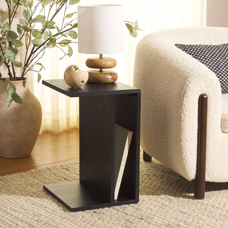 SAFAVIEH Aeon C-Shaped Table - 14"W x 12"D x 20"H - Black