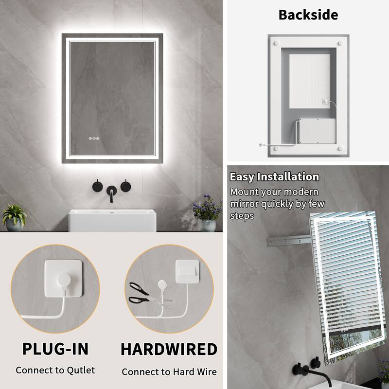 Modland Small Size LED Bathroom Mirror Back & Front Lighted Anti-Fog