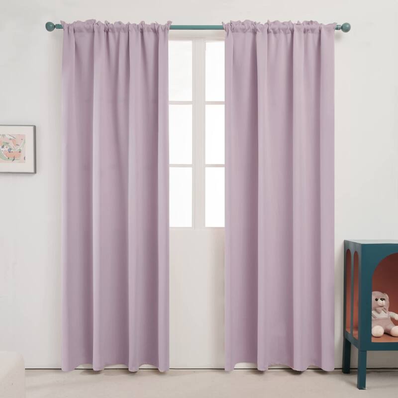 Deconovo Solid Rod Pocket Curtain Panel Pair, Set of 4 Panels