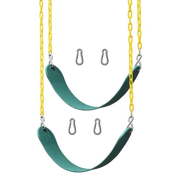 slide 2 of 8, Jungle Gym Kingdom Playground Swing Set Outdoor Swing & Chain Set, 2 Pack, Green