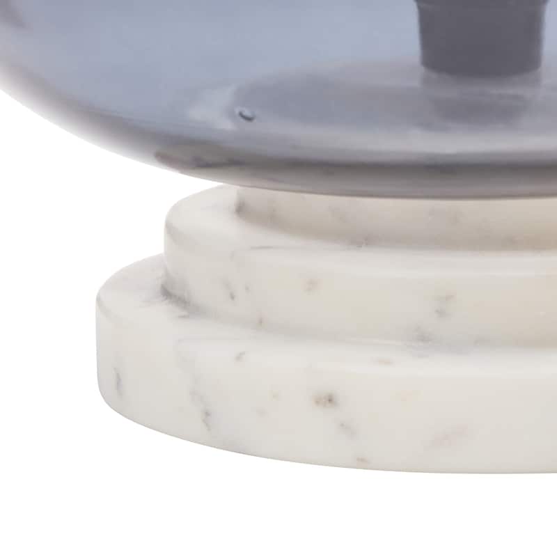 Casey River of Goods White Marble and Blown Glass Globe Shade 13-Inch Accent Lamp - 9.75" x 9.75" x 13"