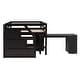 preview thumbnail 13 of 57, Artsy Full Size Loft Bed with Retractable Writing Desk and 3 Drawers, Wooden Loft Bed with Storage Stairs and Shelves, Espresso