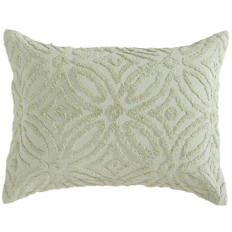Alicia Wedding Ring Chenille Collection - Sage - Standard Sham