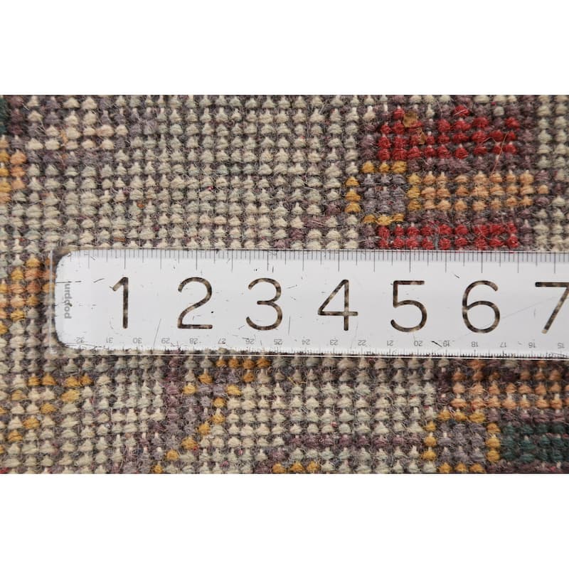 Hand Knotted Oriental 100% Wool Carpet Transitional All-Over Green Oushak Runner Rug - 7' 10'' X 2' 6''