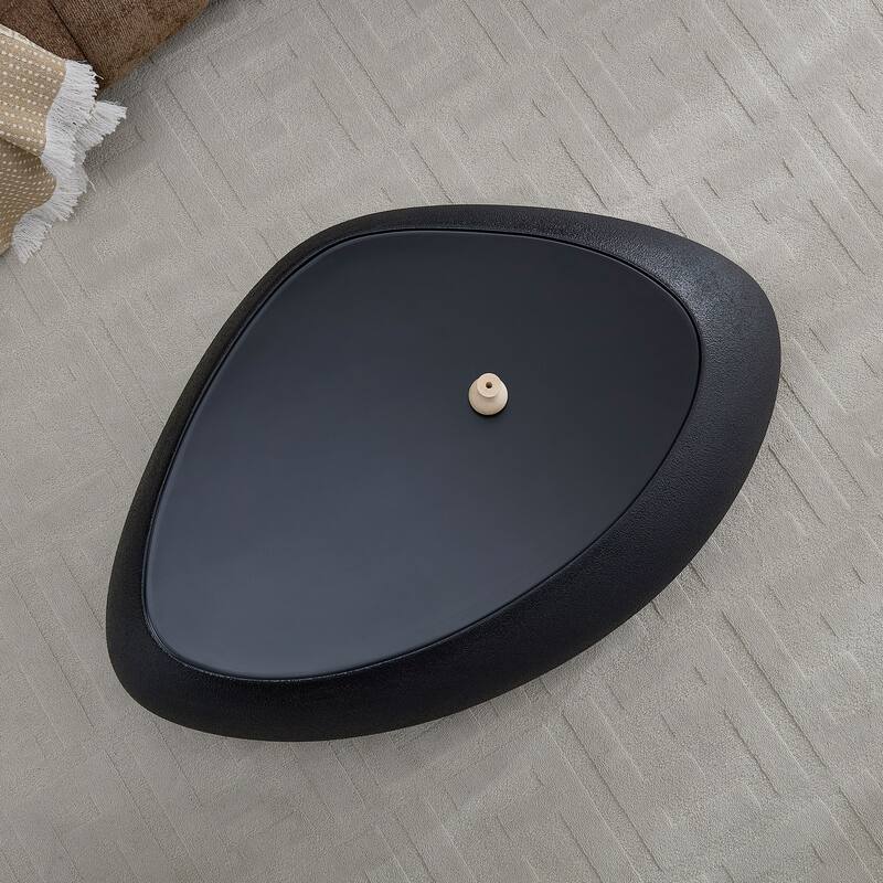 47.24" Fiberglass Oval Faux Matte Rocks Coffee Table