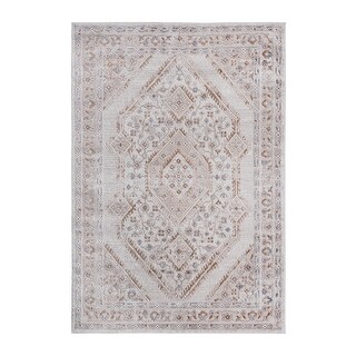 LOOM & LUXE Collection 2X3 Cream/Ivory/Bordered Non-Shedding Area Rug - 36" D x 24" W x 0.35" H