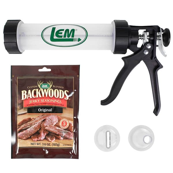 LEM Jerky Gun Kit with Round and Flat Nozzles and Original Seasoning