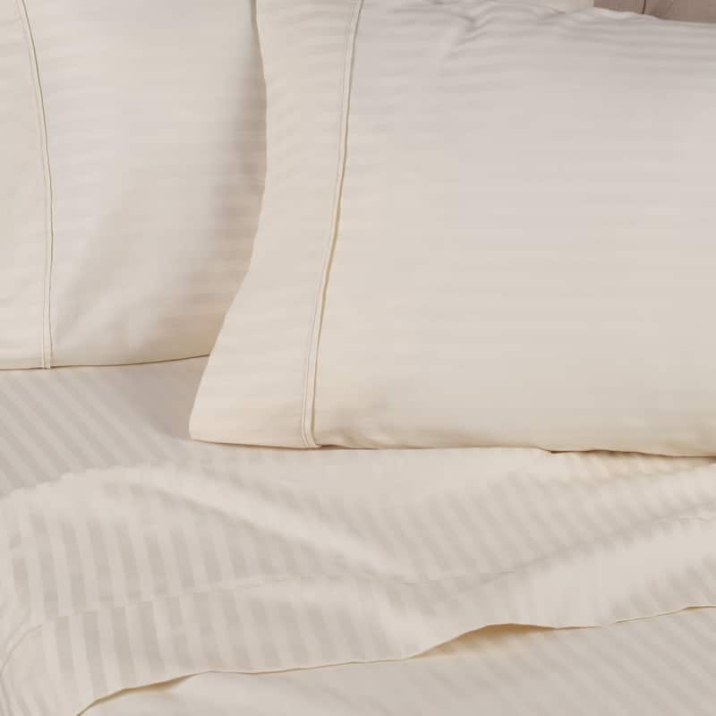 Superior Egyptian Cotton 300 Thread Count Stripe Deep Pocket 4 Piece Bed Sheet Set