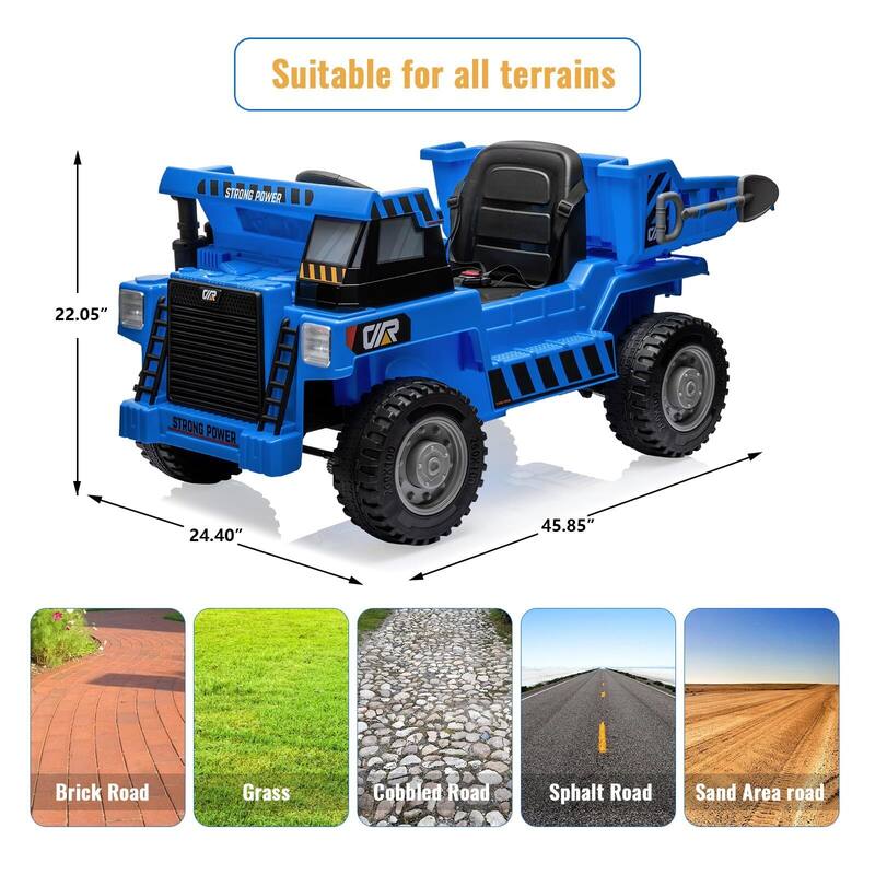 Ride on Dump Truck for Kids, 12V Ride on Car with Electric Dump Bed