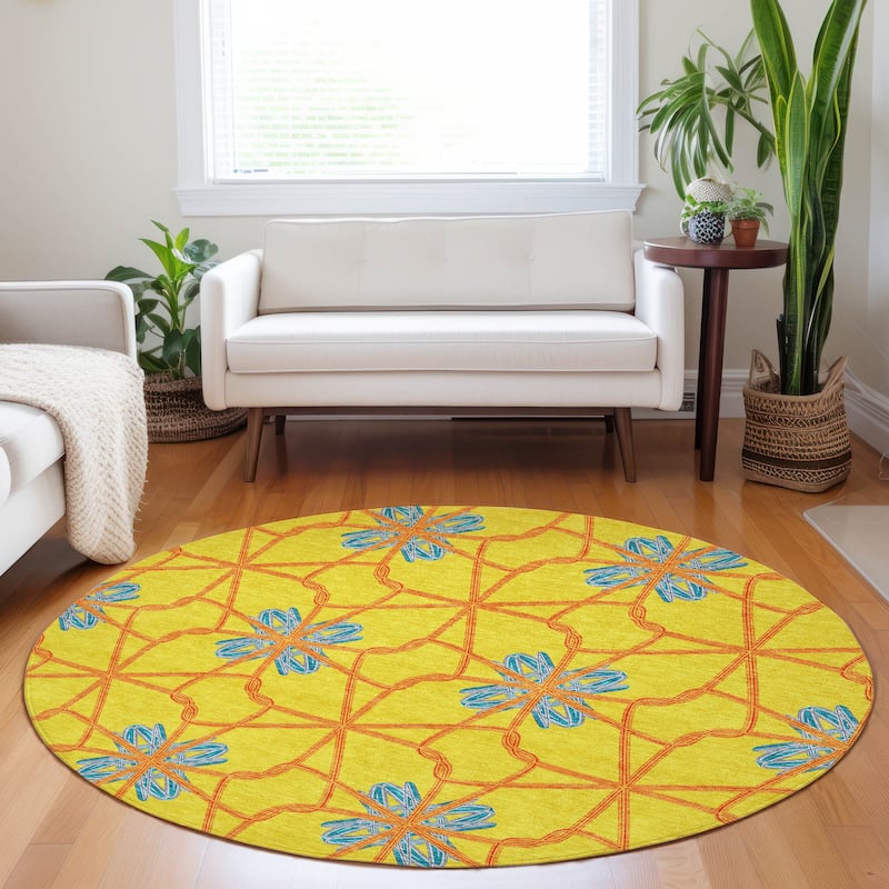 Machine Washable Indoor/ Outdoor Chantille Contempoary Whimsy Rug