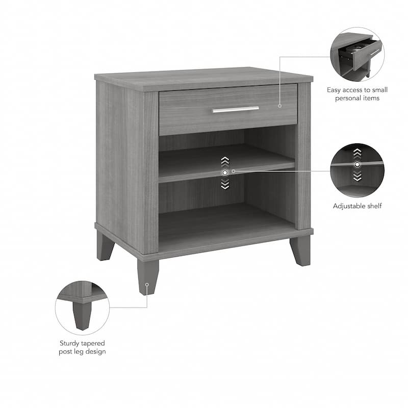 Transitional Grey Ash Nightstand