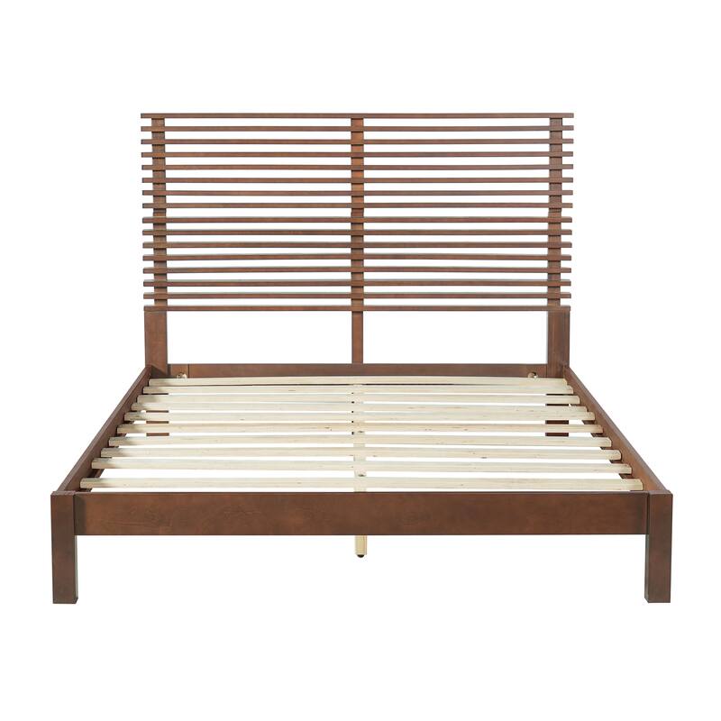 Christopher Knight Home - Stirling Contemporary Bedroom Set with Horizontal Slats Design Bed Frame & Shelf Storage Nightstands