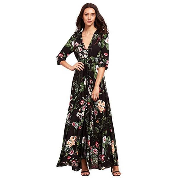 Women's Button Up Split Floral Print Flowy Party Maxi Dress - On Sale -  Overstock - 27110183