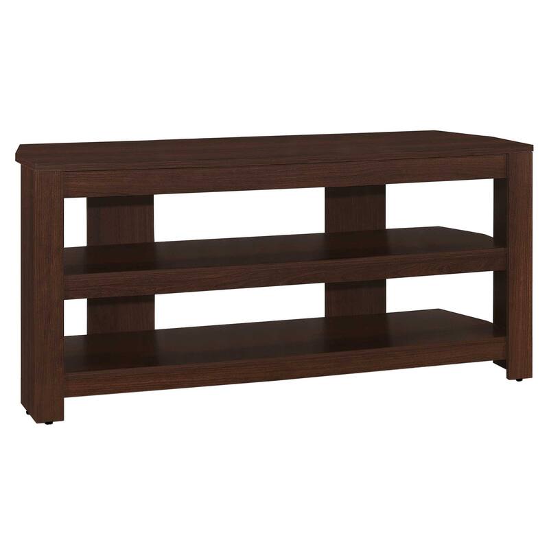42 Inch Dark Brown Wood TV Stand with Open Shelves for 55 Inch TV Media Console for Living Room - 19.75"H x 15.5"W x 42"L