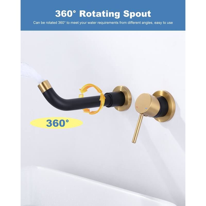 WOWOW Wall Mount Single Handle Bathroom Faucet