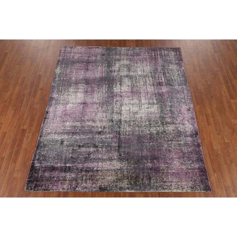 Colorful Abstract Area Rug Hand-Knotted Wool Carpet - 6'1" X 8'1"