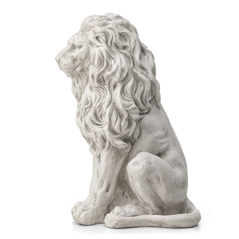20.75"H MGO Black Guardian Sitting Lion Statue Porch Sign Outdoor Decoration Gifts by Glitzhome