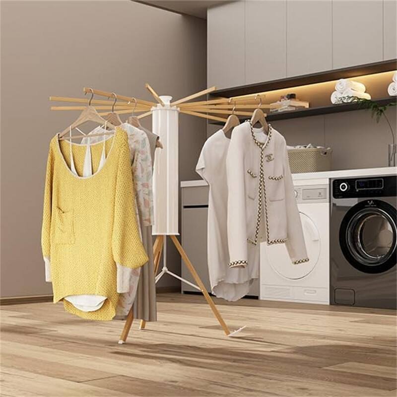 Portable Tripod Drying Rack - 12 Wooden Arms