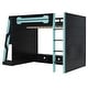 preview thumbnail 6 of 45, Full Size Esports Gaming Loft Bed Wood Frame Loft Bed with All-in-one Work Play Desk, Bookcase and RGB Ambient Light