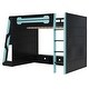 preview thumbnail 6 of 45, Full Size Gaming Loft Bed with RGB Light & Desk, Wood Bed Frame w/Multi-Storage Shelves and Guardrail, Under-Bed Console Storage