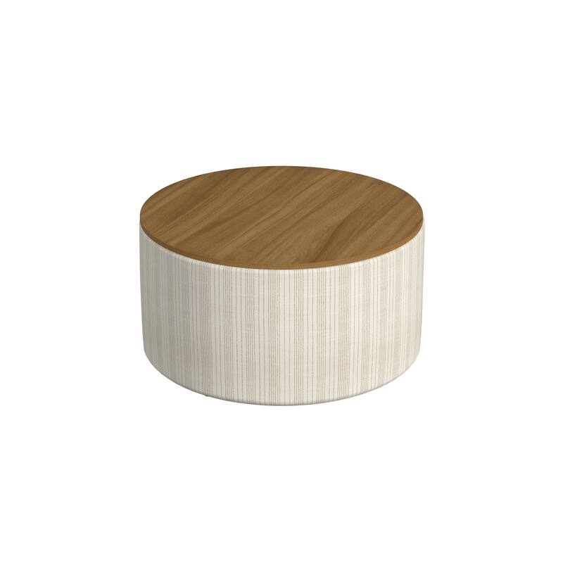 HomePop Round Storage Ottoman table with Wood Top