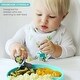 preview thumbnail 3 of 6, Grabease Baby Spoons, Toddler & Baby Utensils, Toddler Silverware, 2 Sets, Teal and Gray