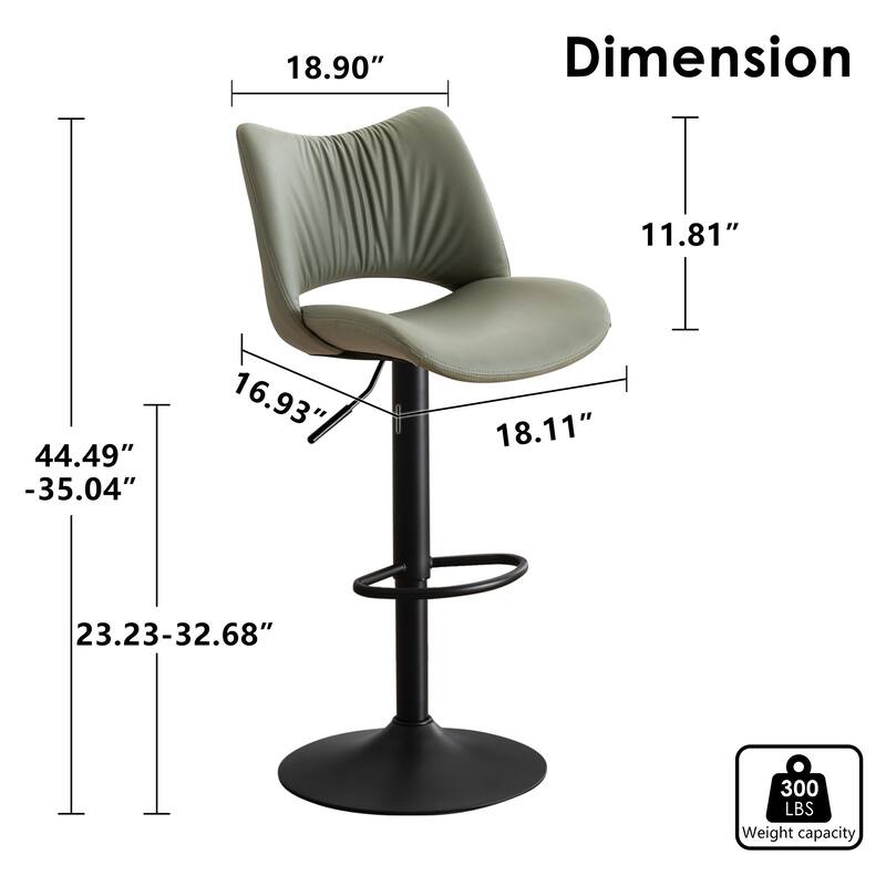 Faux Leather Upholstered Bar stools Set of 2 with Metal Footrest