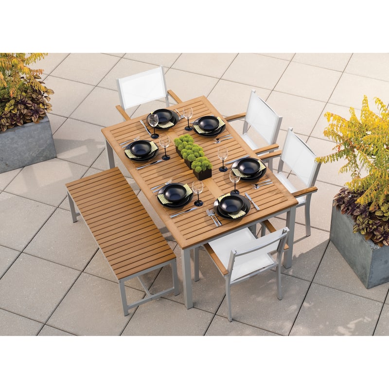 Oxford Garden Travira 6 Piece Natural Tekwood Dining Set - Tan