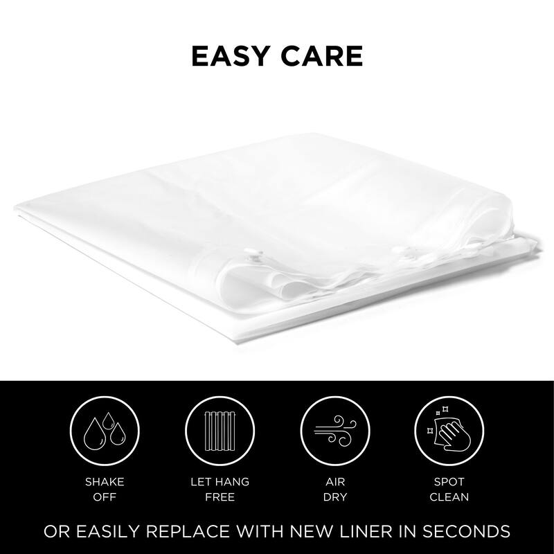 Hookless It's A Snap Snap-in PEVA Water Resistant Shower Curtain Liner for Hookless Curtain with No Sheer Window