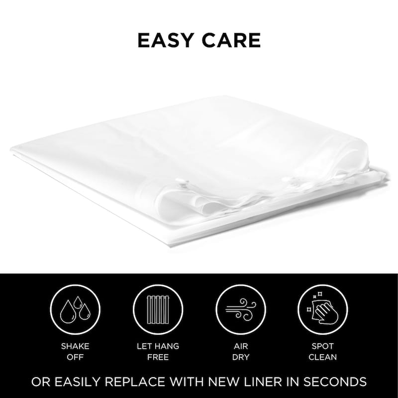 Hookless It's A Snap Snap-in PEVA Water Resistant Shower Curtain Liner for Hookless Curtain with Sheer Window - Frost