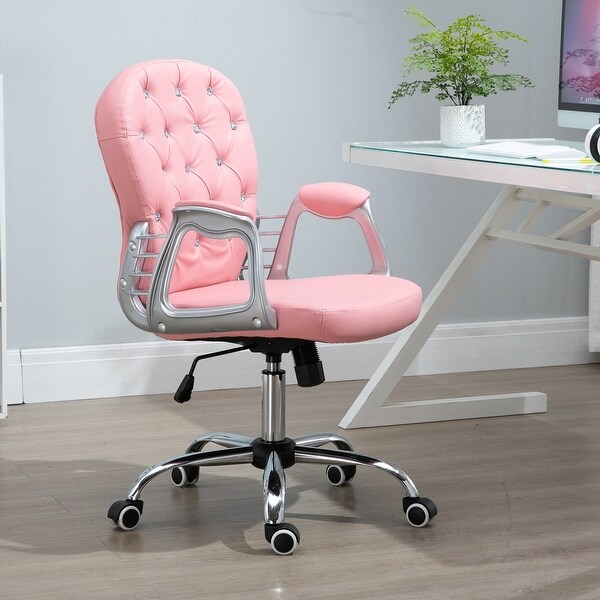 Pink faux leather office chair sale
