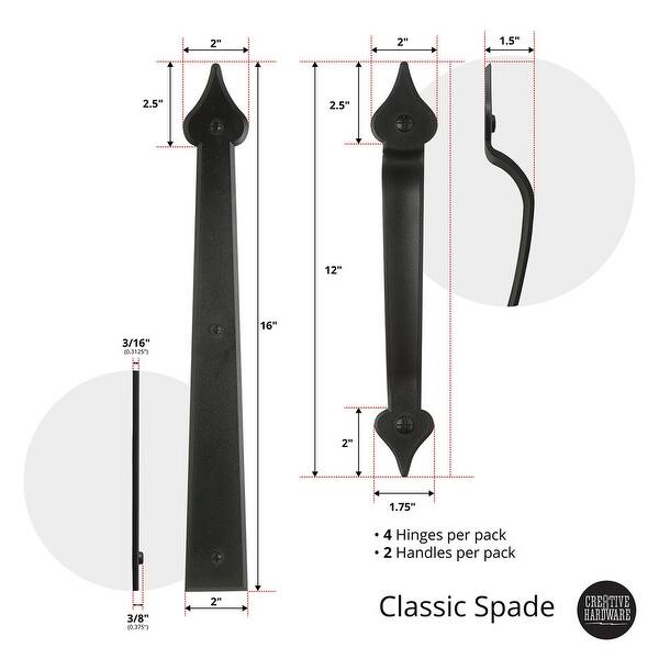 Cre8tive Hardware Classic Spade Garage Door Hardware Set (6