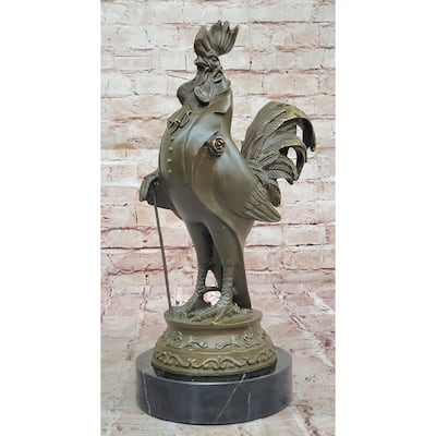 Dapper Rooster Gentleman Bronze Statue – Victorian Style