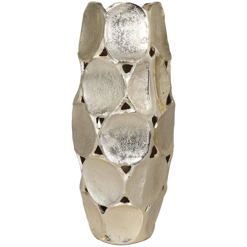 Aluminum Metal Geometric Open Framed Decorative Vase with Circular Plates - Set of 2 Gold or Silver - Roche River Decor