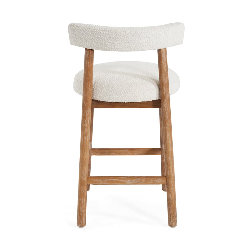 Christopher Knight Home - Riven Natural Rubberwood 26.77" Counter Stool Set with Beige Upholstery