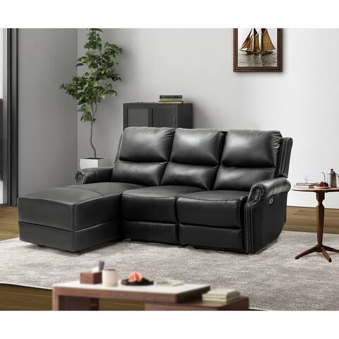 Regis Genuine Leather Sectional Sofa with Rolled Arms