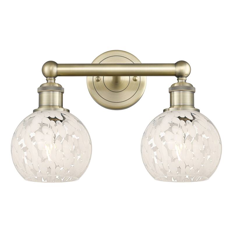 Innovations Lighting 616-2W 10 15 White Mouchette Vanity White - Antique Brass