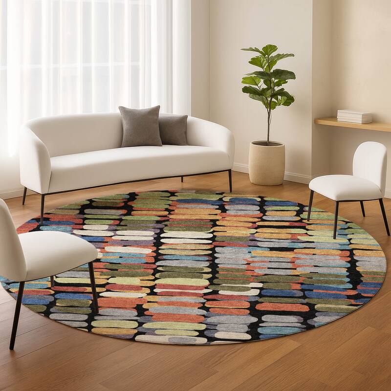 Machine Washable Indoor/ Outdoor Modern Caps Chantille Rug