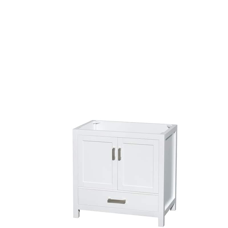 Wyndham Collection Sheffield Single Vanity Cabinet - 36-Inch Single - White, No Top, Chrome Trim