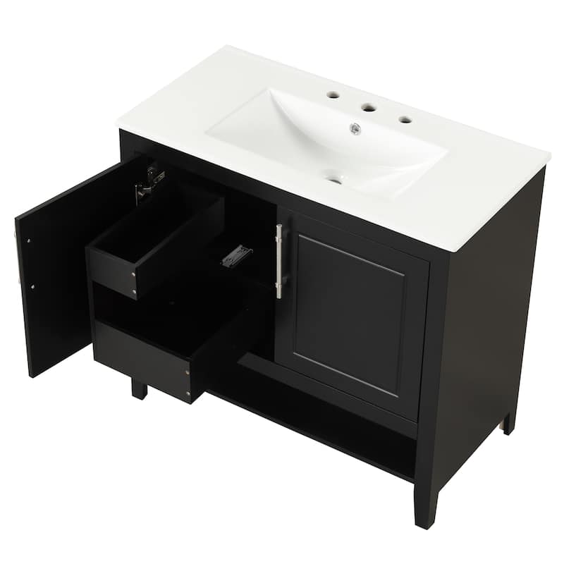 GDFStudio - Everett Langley 36-Inch Modern Freestanding Bathroom Vanity with Ceramic Sink - 36"