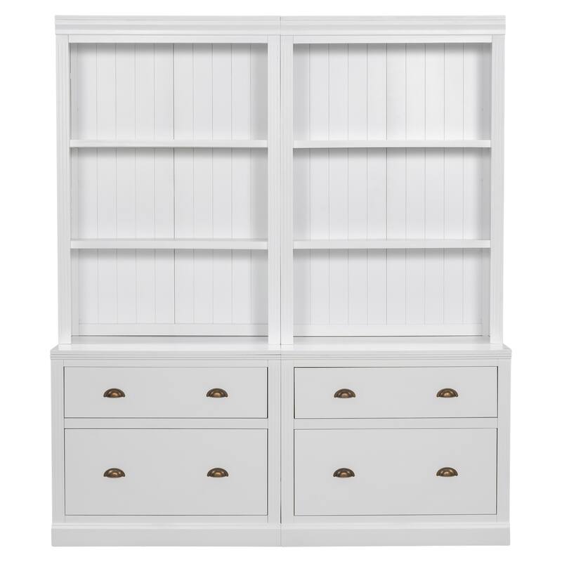 Merax Modern 2-Piece Bookcase Suite with LED Lighting and Adjustable Shelves