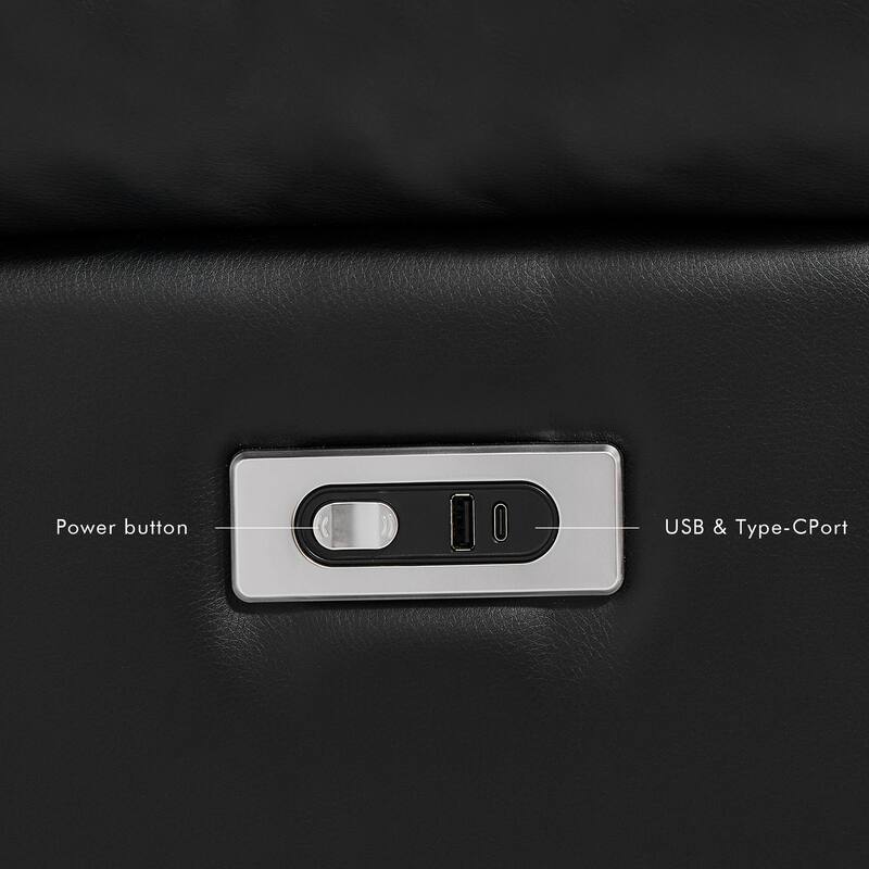 94.5'' W Faux Leather Dual-Power Oversized Width Seat Loveseat with Wireless Charging, Reading Light