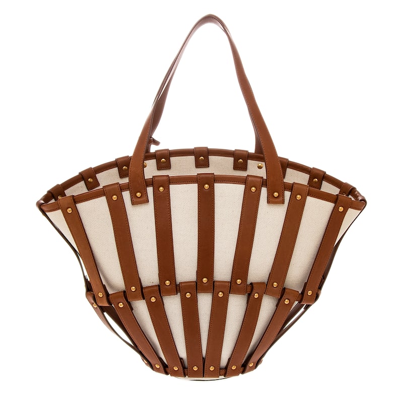 Saint Laurent Beatrix Panier in Canvas and Smooth Leather