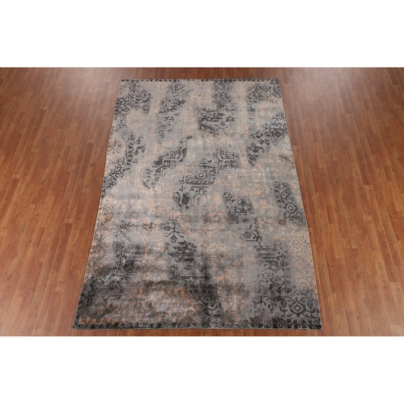 Contemporary Abstract Modern Area Rug Hand-Knotted Wool Carpet - 6'6" X 9'9"