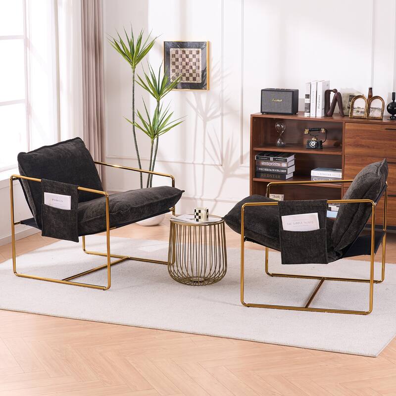 Upholstered Hanging Armchair with Arm PocketsMetal frame 2PCS