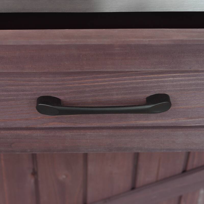 39.4" Outdoor Kitchen Island on Wheels with Stainless Table Top, Outdoor Kitchen Cabinet with Adjustable Shelves