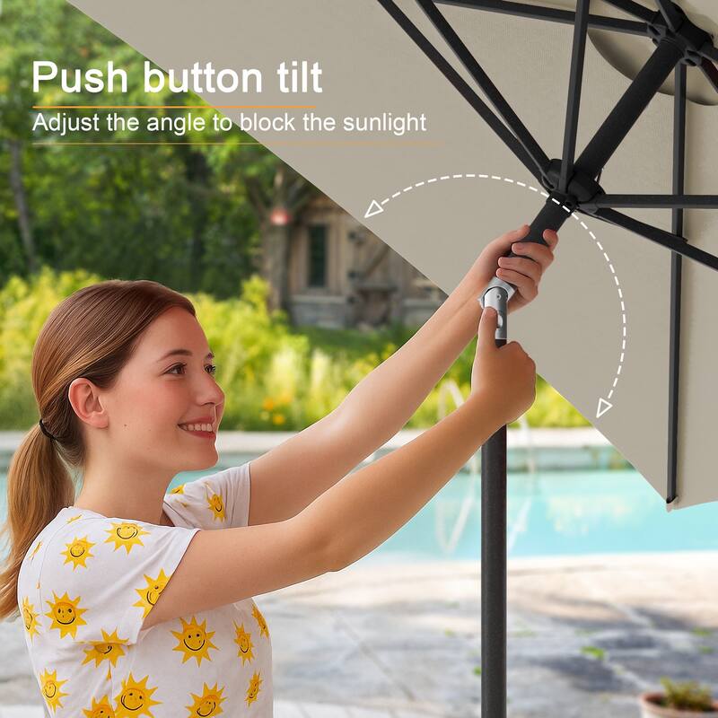 LIVOOSUN 6x9Ft Patio Market Umbrella Weather-Resistant Table Umbrella